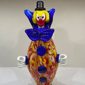 Blown Art Glass Large Bow-Tied Round Clown